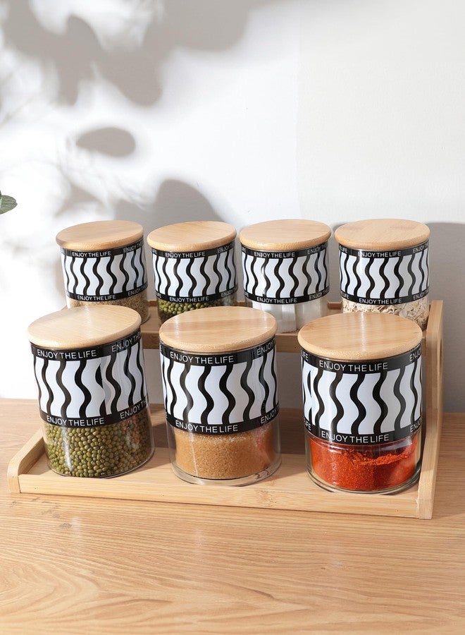 The Better Home مجموعة برطمانات زجاجية من ذا بيتر هوم لتخزين أدوات المطبخ مع غطاء وصينية من الخيزران | عبوة من 7 برطمانات (4 × 350 مل، 3 × 850 مل) | خالية من مادة BPA | برطمان زجاجي لتخزين أدوات المطبخ | مجموعة برطمانات للمطبخ - Image 1